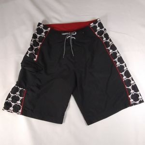 Vans BOARD SHORTS Mens size 30 Black w/ White Skull Honeycomb Hexagon, Wax Comb